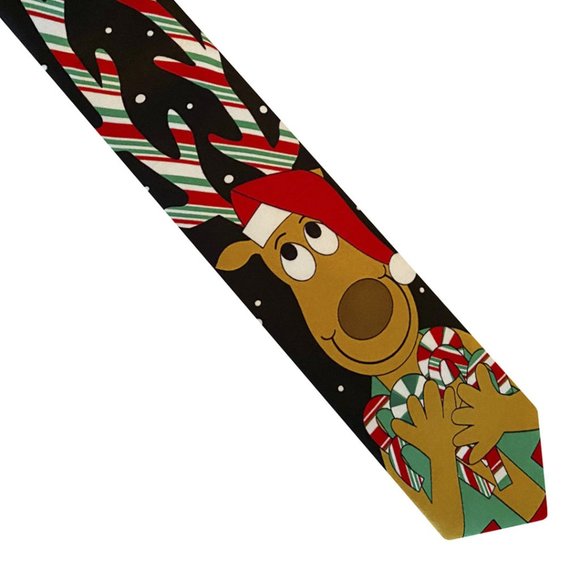 🎁 Christmas Reindeer Hallmark Tie, Boy's Holiday Outfit -  Necktie, Jingle … - Picture 2 of 2